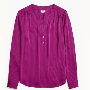 J.Crew Shadow-striped long-sleeve popover placket blouse small $79.50